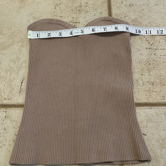 💛 Revamped Sweater Knits Tan Ribbed Strapless Top, Size S/P - Picture 3 of 5